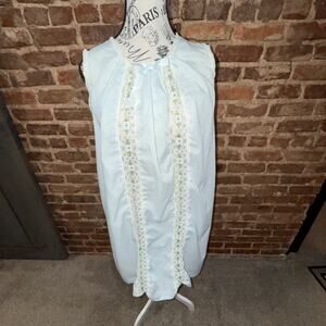 1950s Schrank Womens Vintage Pale Blue Nightgown Lace Cottagecore Grandma Sz L